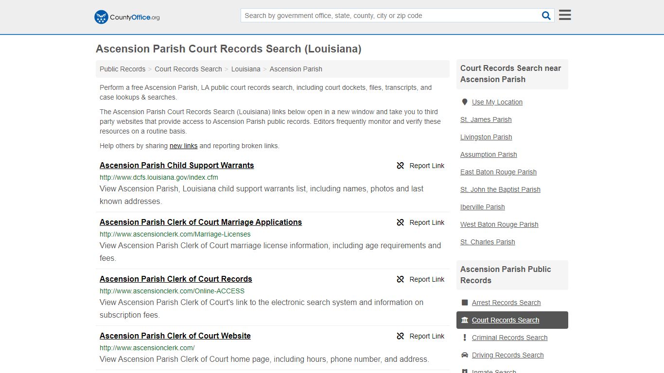 Ascension Parish Court Records Search (Louisiana) - County Office