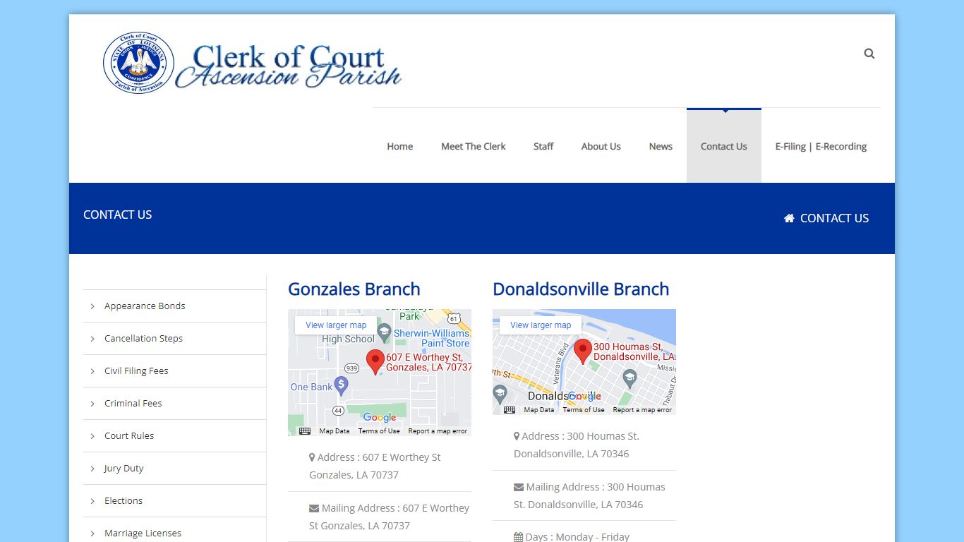 Clerk of Court - Contact Us