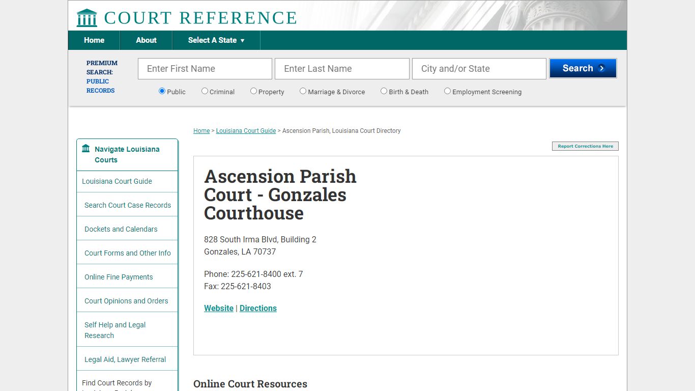 Ascension Parish Court - Gonzales Courthouse - CourtReference.com